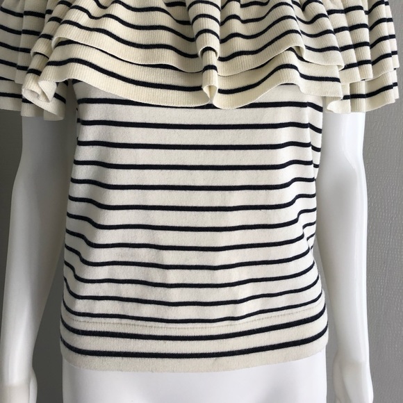 *J CREW* striped off-the-shoulder ruffle sweater - Picture 2 of 6